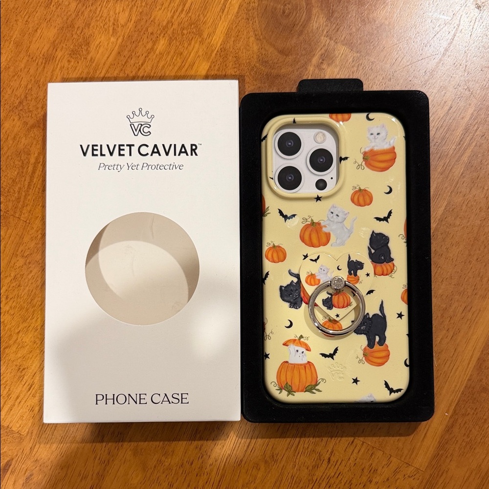 Velvet Caviar Cat and Pumpkin Phone Case  and Popsocket